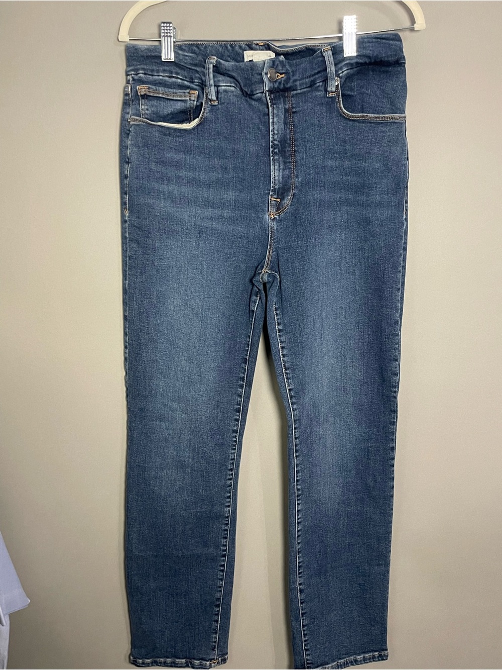 Good American Skinny Ankle Jeans Size 12/31 Blue Stretch Denim